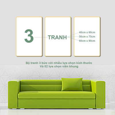 Bộ tranh gương 3 bức. Chất liệu bề mặt gồm 2 lựa chọn PVC hoặc mica trong suốt, 2 lựa chọn viền khung ms: 231359202L1