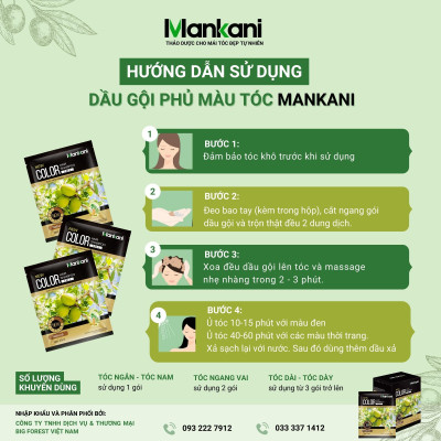 Gói Dầu Gội Nhuộm Tóc, Phủ Bạc Thảo Dược Mankani [Gói 25ml - Nho Tím]