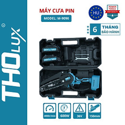 Máy cưa xích pin Tholux M-9090 Chiều dài lam 6 inch, pin 5cell, Động cơ Không Chổi Than