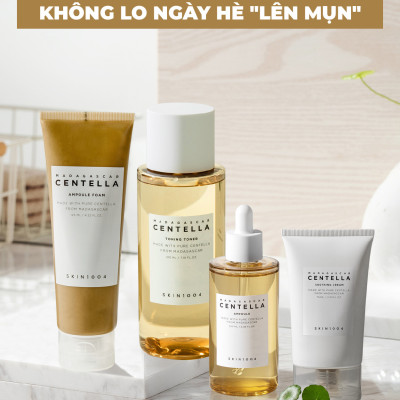 Bộ 4 Sản Phẩm Dưỡng Da Giảm Mụn Skin1004 Madagascar Centella (Cleansing Foam 125ml + Toner 210ml + Serum 100ml+ Cream Soothing 75ml) - JESS SHOP COSMETICS