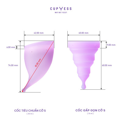 COMBO Cốc nguyệt san Cup Yess chính hãng – Gấp gọn Z Cup cỡ S (15ml) & Tiêu chuẩn S Cup cỡ S (30ml)