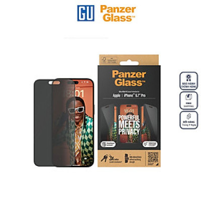 Kính Cường Lực PanzerGlass Chống Nhìn Trộm Dành Cho Iphone 15 Pro Max (Full) Hàng Chính Hãng