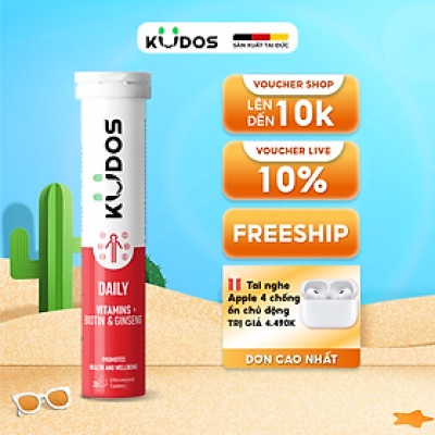 Thực phẩm bảo vệ sức khỏe KUDOS DAILY VITAMINS PLUS BIOTIN & GINSENG (20 viên/tuýp)