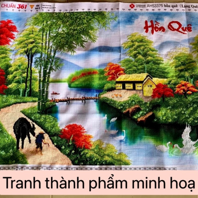 Tranh thêu chữ thập hồn quê (78*52cm) 53375