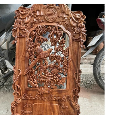 Độc lịch treo tường bằng gỗ hương đá kt 80×40×3cm