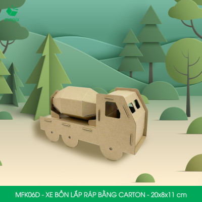 MFK06D - Xe bồn carton - 20x8x11 cm - Đồ chơi lắp ráp mô hình từ bìa carton cứng cao cấp
