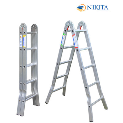 Thang nhôm chữ A, khóa sập tự động, bậc thang đột 3 nấc chắc chắn - Hàng chính hãng NIKITA 2024