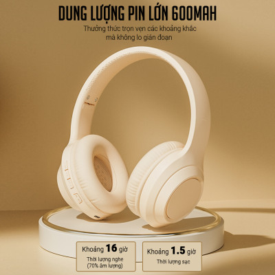 Tai Nghe Bluetooth Chụp Tai , Headphone Không Dây Bluetooth Có Mic Đàm Thoại Tiện Lợi, Có Thể Gấp Gọn , Pin Cực Khỏe Bluetooth 5.3 Cao Cấp Besti - Hàng Chính Hãng