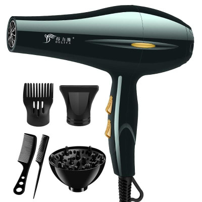 Máy sấy tóc hai chiều DELIYA 8020 xanh lá công suất lớn 2200W -Tặng kèm bộ bấm 7 món 