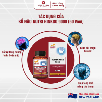 Viên Uống Bổ Não Nhập Khẩu Chính Hãng New Zealand Nutri Ginkgo 9000 (60 Viên)