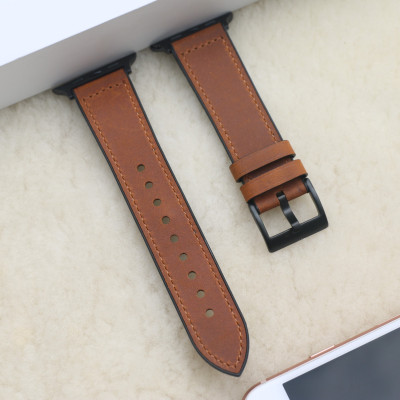 Dây da sáp dầu Vintage thay thế cho Apple watch hộp gỗ cao cấp- Hàng nhập khẩu
