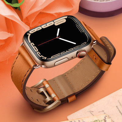 Dây Da Bò Khóa Đôi cho Apple Watch Series 1/2/3/4/5/6/7/8/9/SE1,2 & Apple Watch Ultra 1/2 Size 38/40/41/42/44/45/49mm - Hàng Chính Hãng