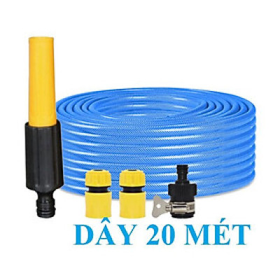️ Bộ dây vòi xịt nước rửa xe, tưới cây , tăng áp 3 lần, loại 20m 206587 cút sập,nối nhựa đen+ đai 