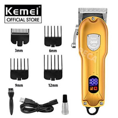 Tông đơ cắt tóc chuyên nghiệp KEMEI KM-802 công suất mạnh mẽ 10W có màn hình LCD hiển thị thông minh, sử dụng sạc USB sạc nhanh pin trâu 3h, tăng đơ, tondor dùng cho gia đình, salon tiệm tóc barber - hãng phân phối chính thức