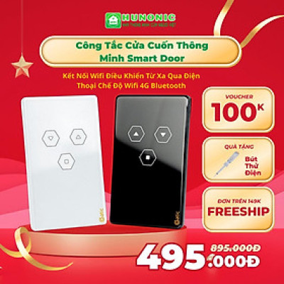 Công Tắc Cửa Cuốn Thông Minh Smart Door Hunonic Kết Nối Wifi Điều Khiển Từ Xa Qua Điện Thoại Chế Độ Wifi 4G Bluetooth
