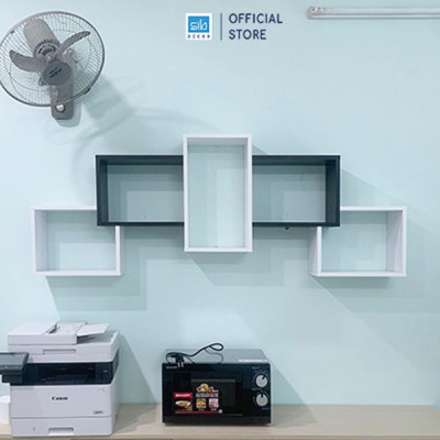 Kệ Gỗ Trang Trí Treo Tường BOLD Màu Trắng Phối Đen SIB Decor KT204