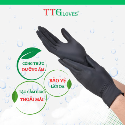 Găng Tay Y Tế Size L Không Bột Nitrile Màu Đen TTGLOVES (100 chiếc)