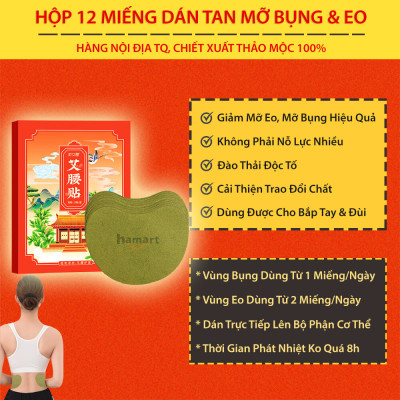 Hộp 5 Miếng Dán Bụng Mỡ Ngải Cứu Giảm Bụng Eo Detox Thải Độc Cơ Thể Hiệu Quả Tiện Lợi