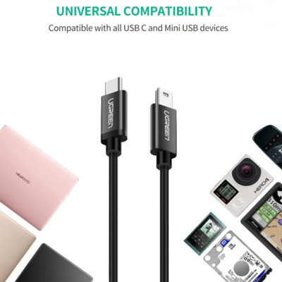 Cáp USB type C ra Mini USB  1M màu đen  Ugreen 242TYC50445US Hàng chính hãng