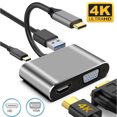 Cáp chuyển Đổi USB Type-c ra 4 cổng HDMI/ VGA/ USB và cổng sạc hỗ trợ chế độ Dex - UHV41160 Hàng Chính Hãng