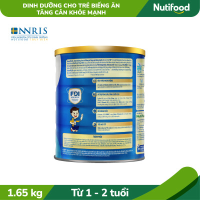 Sữa Bột GrowPLUS+ Biếng Ăn (Xanh) cho trẻ tăng cân khoẻ mạnh 1+ Lon 1,65KG