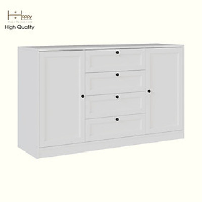 HAPPY FURNITURE , MATTA - Tủ lưu trữ 2 cánh mở 4 ngăn kéo, TCM_210 , 140cm x 40cm x 82cm DxRxC