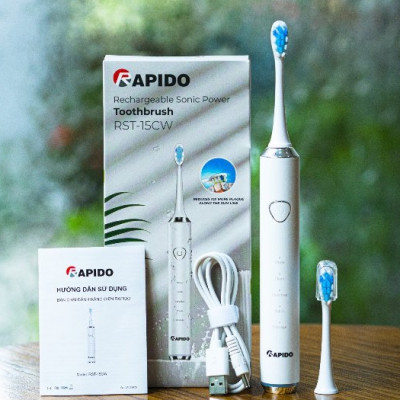 Bàn chải điện thông minh RST-15CW sạc type C, chống nước, làm sạch bằng sóng siêu âm, chế độ tự ngắt - Hàng chính hãng