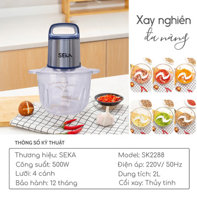 Máy xay thịt đa năng SEKA SK2288 cối thuỷ tinh, công suất 500W, bảo hành 12 tháng hàng nhập khẩu