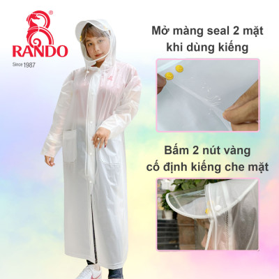 Áo Mưa Rando Trong Suốt 1 Đầu Có Kính Khẩu Trang 