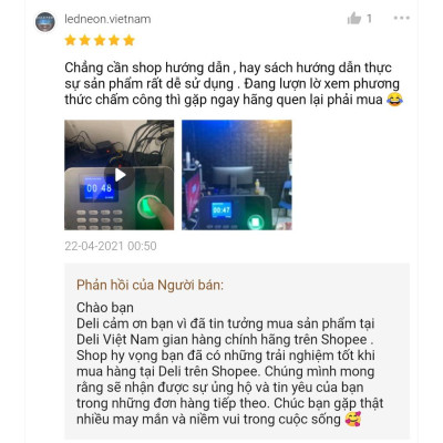 Máy Chấm Công Quét Vân Tay Deli hàng Chính Hãng Deli   - Màn Hình 2.4 Inch, Camera Kép, Kết Nối USB - Tích Hợp Nhiều Ngôn Ngữ E3747