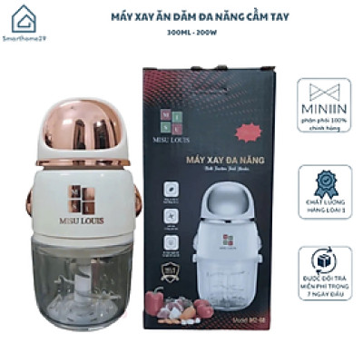 Máy Xay Thịt Đa Năng 300ml Misu Louis – Cối Thủy Tinh, 6 Lưỡi Dao Sắc, Công Suất 200W – Xay Thức Ăn Dặm, Rau Củ, Gia Vị, Tiện Dụng Tại Nhà- HÀNG CHÍNH HÃNG MINIIN