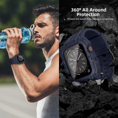 Ốp Case Kính Cường Lực tích hợp dây đeo TANK 360 cho Apple Watch Series 4/5/6/SE/7/8/9/SE1,2 Size 44mm/45mm - Hàng Chính Hãng