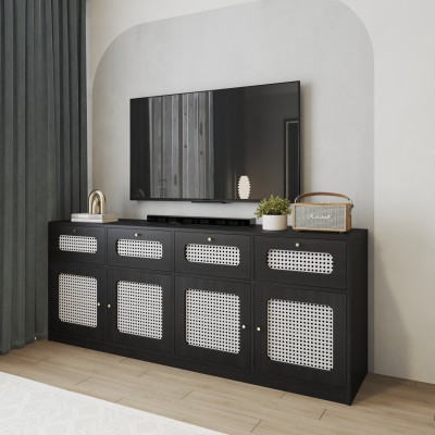 HAPPY FURNITURE , Kệ TV 4 ngăn kéo 4 cửa mở - MAY , KTV_097 , 200cm x 45cm x 80cm DxRxC