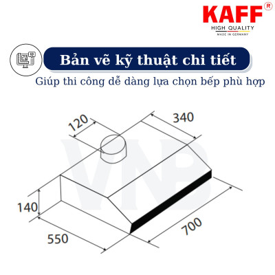 Máy hút mùi vân gỗ KAFF KF-700W - Hàng chính hãng