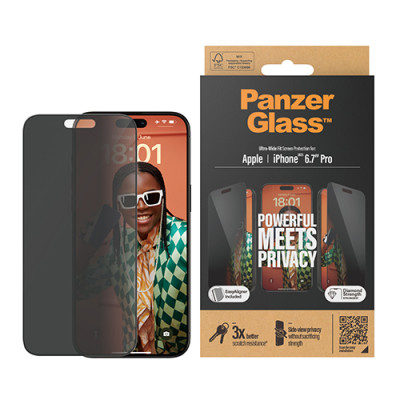 Kính Cường Lực PanzerGlass Chống Nhìn Trộm Dành Cho Iphone 15 Pro Max (Full) Hàng Chính Hãng