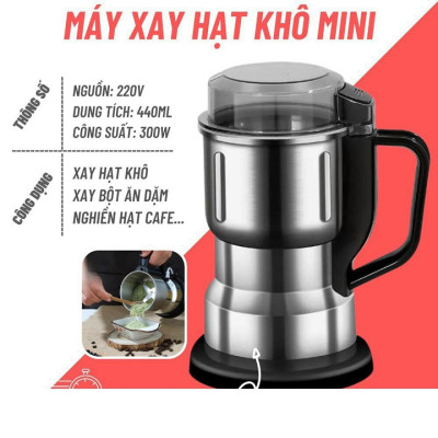 Máy Xay Tiêu Hạt Cafe Hạt Khô Gia Vị Đa Năng Công Suất 250W 8 Lưỡi Dao Cực Bén Chất Liệu Cối Inox - Hàng nhập khẩu