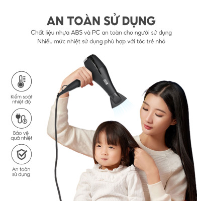 Máy sấy tóc 2 chiều nóng lạnh Lebenlang LBL3066, 2400W, hai đầu sấy cùng công nghệ ion chống xơ rối làm suôn mượt bảo vệ tóc, bảo hành 2 năm - hàng chính hãng