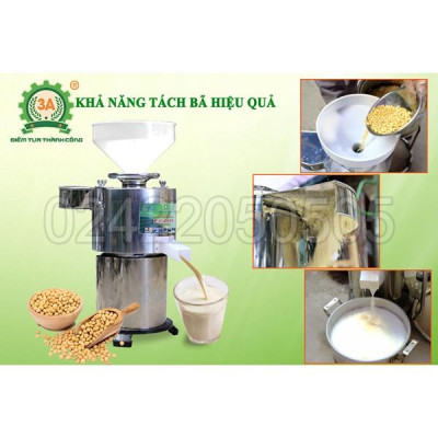 Máy xay sữa đậu nành tách bã công nghiệp 3A1,5Kw Inox vắt khô kiệt 90% | Máy làm đậu phụ, đậu hũ tại nhà