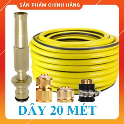 Vòi Xịt Rửa Xe️ Bộ dây vòi xịt nước rửa xe, tưới cây , tăng áp 3 lần, loại 20m 206587 đầu đồng, cút đồng