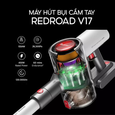 Máy Hút Bụi Cầm Tay Xiaomi Redroad X17 - Lực Hút Cực Mạnh 25.000 Pa Công Suất 350 W - Hàng Chính Hãng