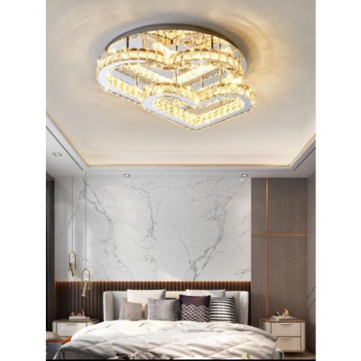 Pha lê chuẩn Đèn mâm Ca Sỹ Pha Lê ốp trần hình con tim KT 55x55cm, đèn ốp trần, đèn chùm phale, đèn thả trần M9207 DT