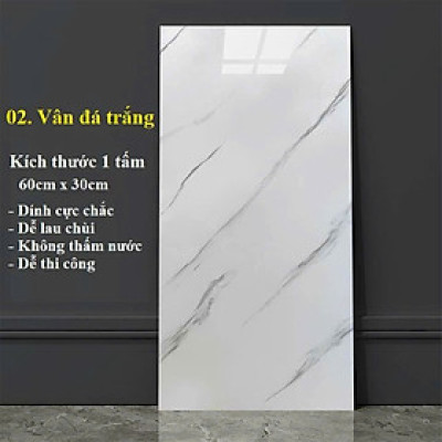 Bộ 15 Tấm Xốp Dán Tường 3D PVC Đá Trắng Sọc 60x30cm Keo Sẵn Dày 2,5mm Cao Cấp, Sang Trọng
