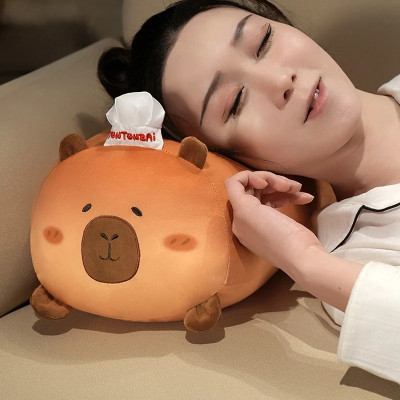 Thú nhồi bông Capybara xúc xích nướng phom dài đáng yêu - Size từ 55cm đến 95cm - Quà tặng gấu bông chuột lang êm mịn cho bé