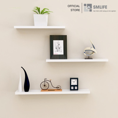 Đợt kệ gỗ gắn tường trang trí SMLIFE, gỗ dày 25mm chống ẩm, phủ Melamine, kết cấu giấu chân