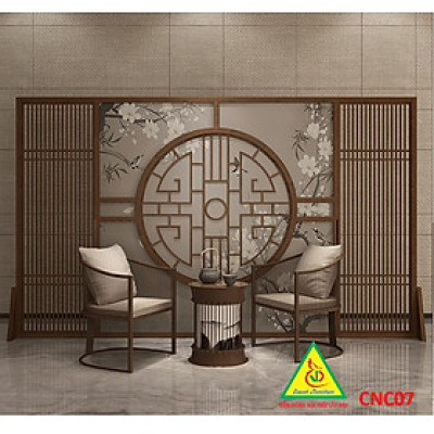 Bình phong gỗ khung tranh cắt CNC cho phòng khách, nhà bếp, nhà hàng, spa CNC07 - Nội thất lắp ráp Viendong Adv