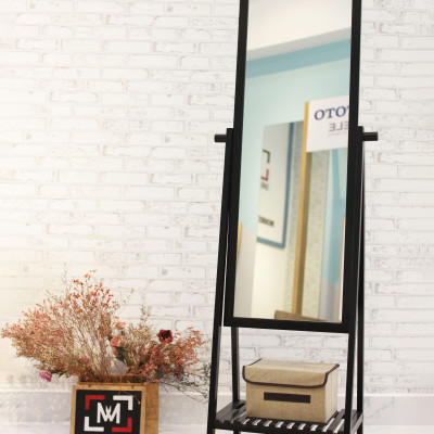 GƯƠNG KỆ ĐỨNG HÀN QUỐC LẮP RÁP MÀU ĐEN - A MIRROR SHELF BLACK