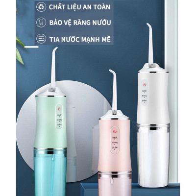 Máy Tăm Nước Cầm Tay Oral Irrigator - Tăm Nước Vệ Sinh Răng Miệng - 4 Đầu Tăm Bình Chứa 220ML