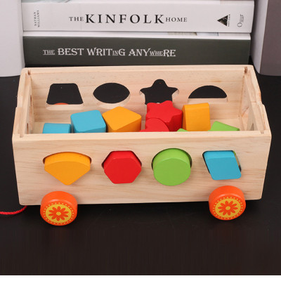 Đồ Chơi Gỗ Bộ Đồ Chơi Xe Kéo Thả Hình Khối Và Đàn Gỗ 8 Thanh Cho Bé + Tặng Kèm Sâu Bướm Bằng Gỗ