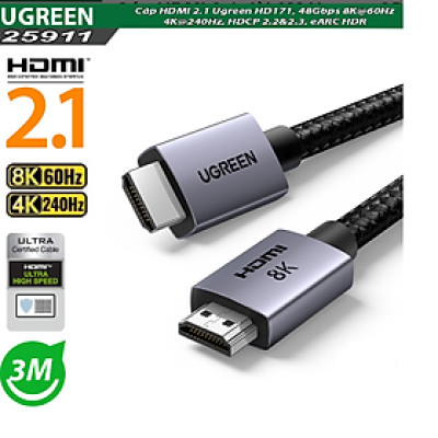Cáp tín hiệu HDMI 2.1 dài 2M Ugreen 25910  8K@60Hz- Hàng chính hãng