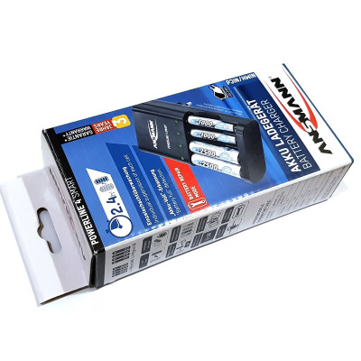 Combo Bộ sạc ANSMANN POWERLINE 4 Smart kèm 4 pin AA-2850-US - Hàng Nhập Khẩu